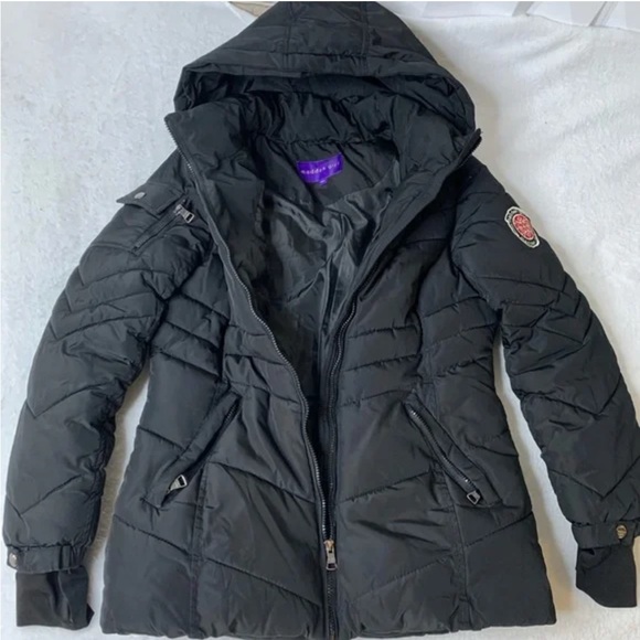 MADDEN GIRL Black Winter Parka Puffer Jacket with Hood - Picture 14 of 14